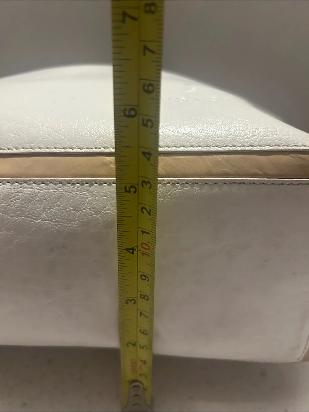 White Leather Etienne Aigner Tote with Tan Trim